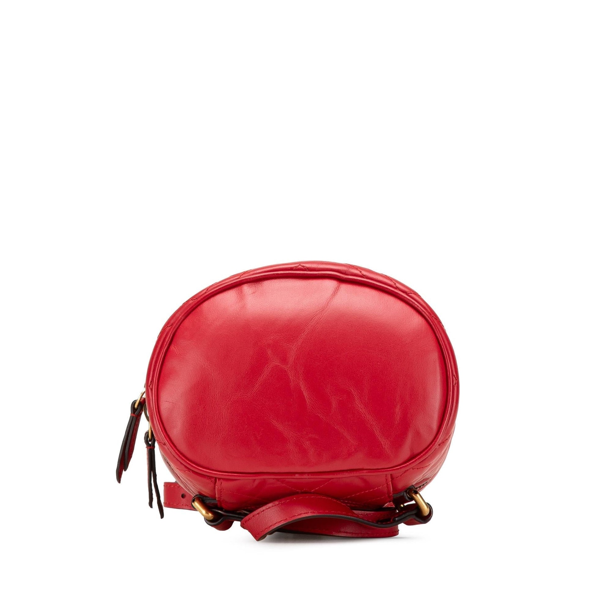 Gucci GG Marmont Round Backpack Matelasse Leather Calf Red Leather Backpack