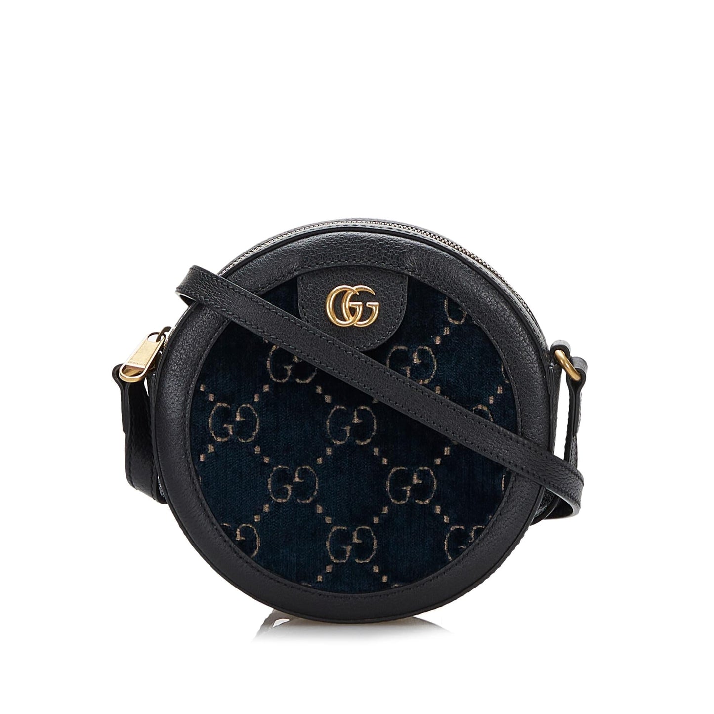 Gucci GG Marmont Round Velvet SHG-zcr70n Calf Blue Crossbody Bag