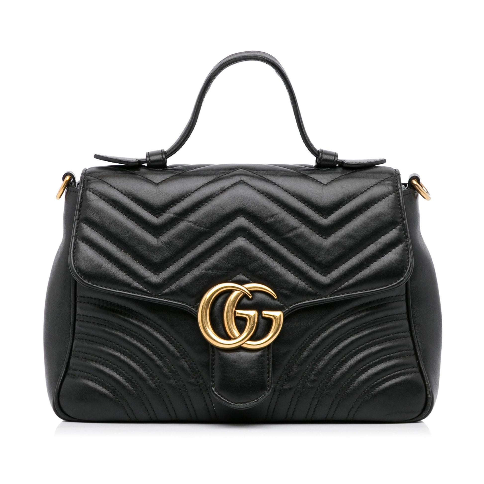 Gucci GG Marmont SHG-LN56gP Calf Black Satchel Bag