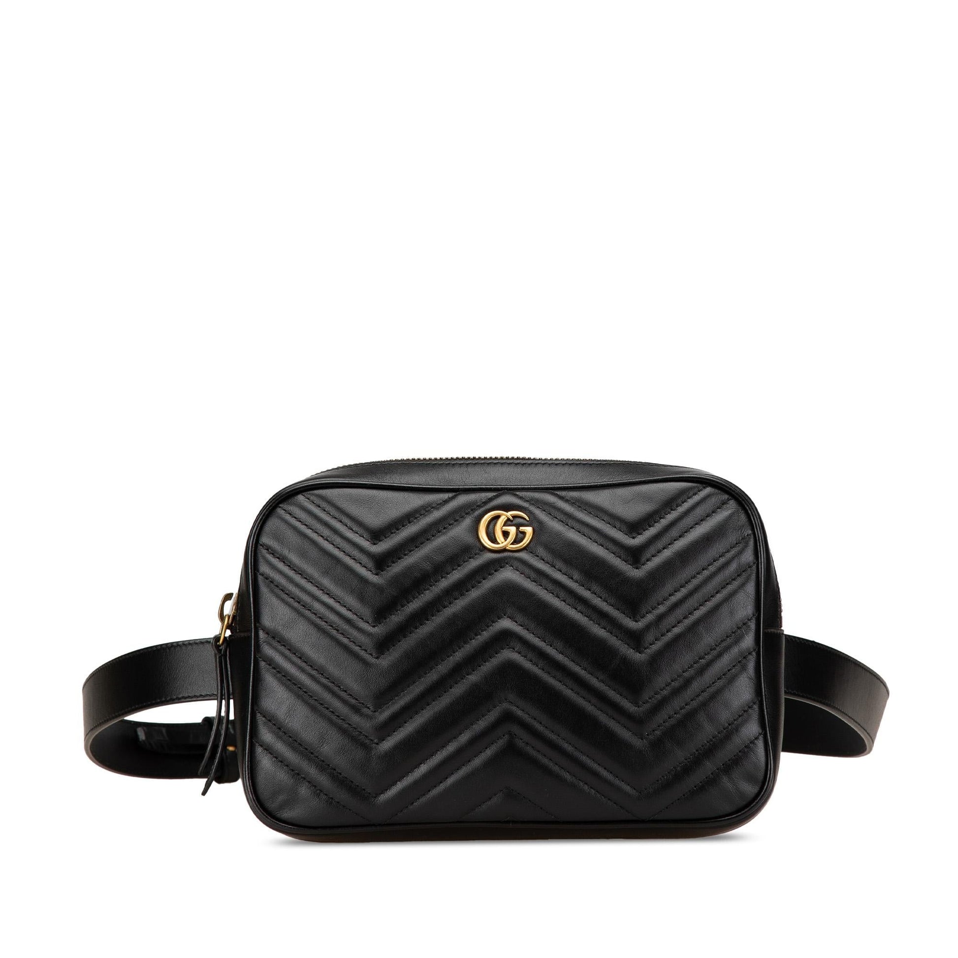 Gucci GG Marmont Square Belt Matelasse Leather Calf Black Accessory Belt Bag