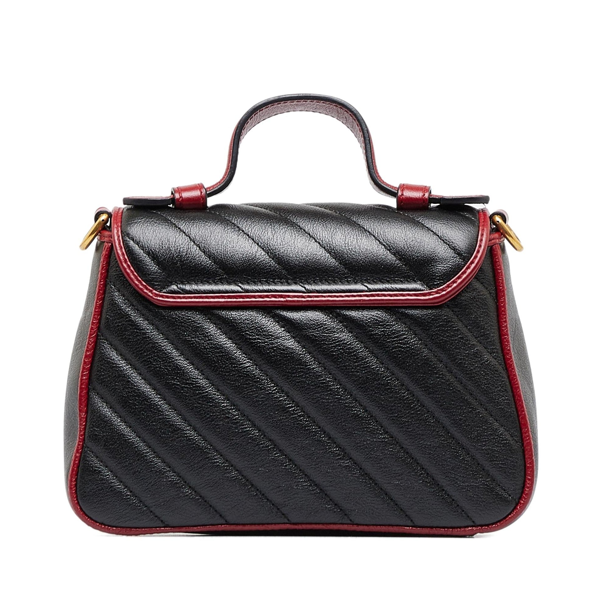 Gucci GG Marmont Torchon SHG-aTMmV7 Calf Black Red Satchel Bag