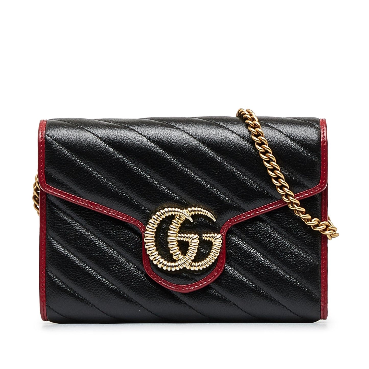 Gucci GG Marmont Torchon Wallet on Calf Black Chain Crossbody Bag