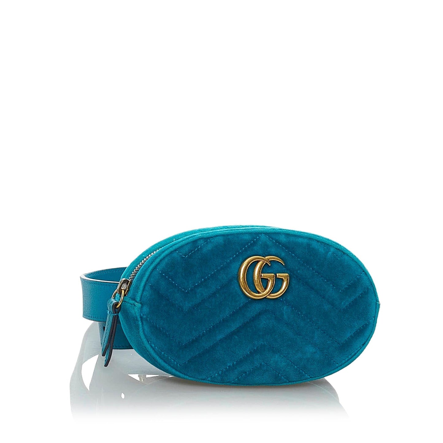 Gucci GG Marmont Velvet Belt SHG Blue Accessory