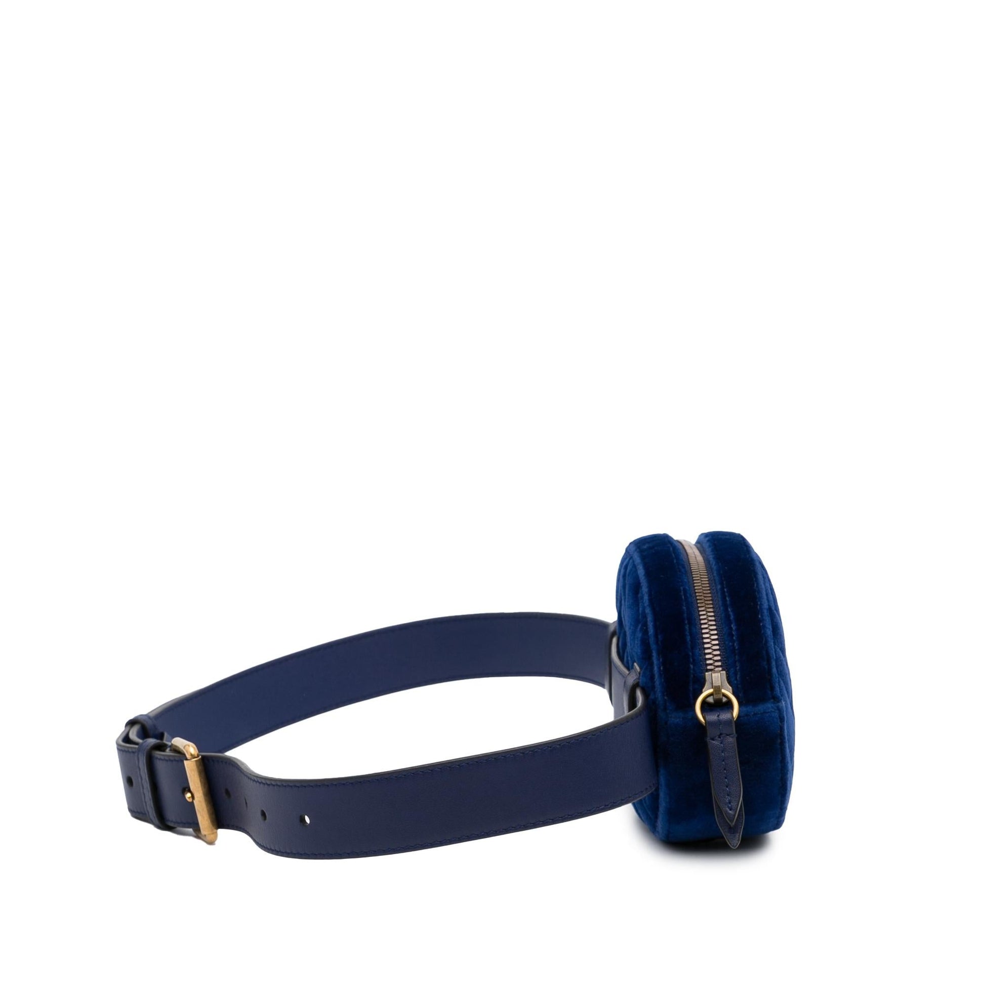 Gucci GG Marmont Velvet Belt SHG-SXEuAt Blue Accessory