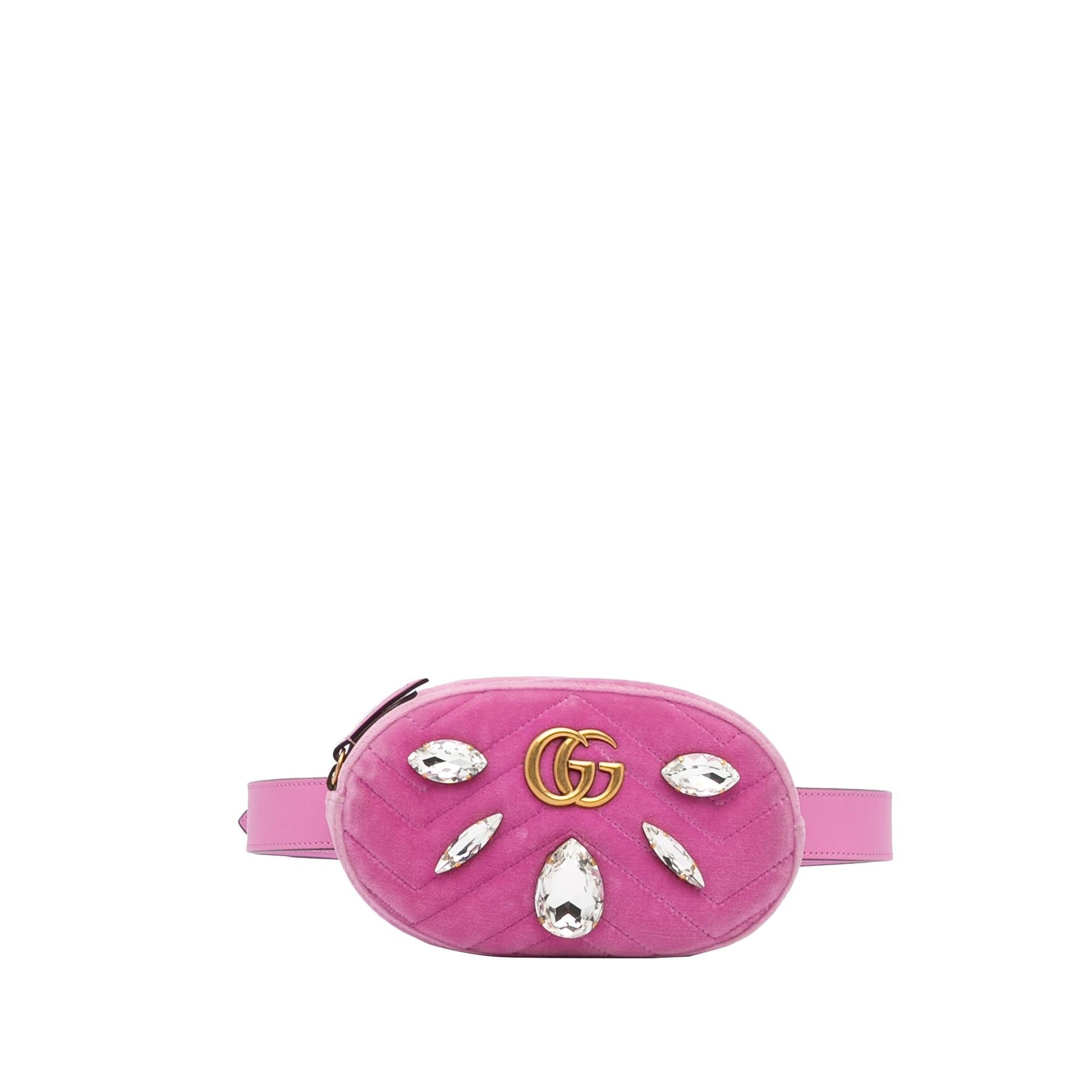 Gucci GG Marmont Velvet Belt SHG-kvPtgt Calf Pink Accessory