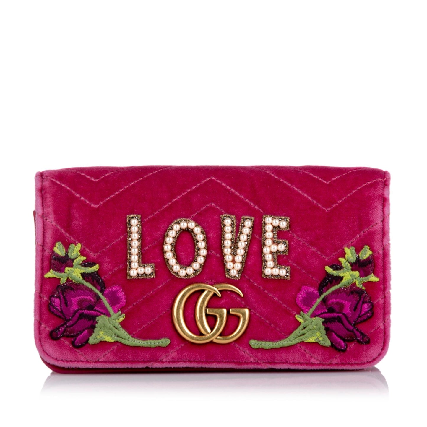 Gucci GG Marmont Velvet SHG Pink Crossbody Bag