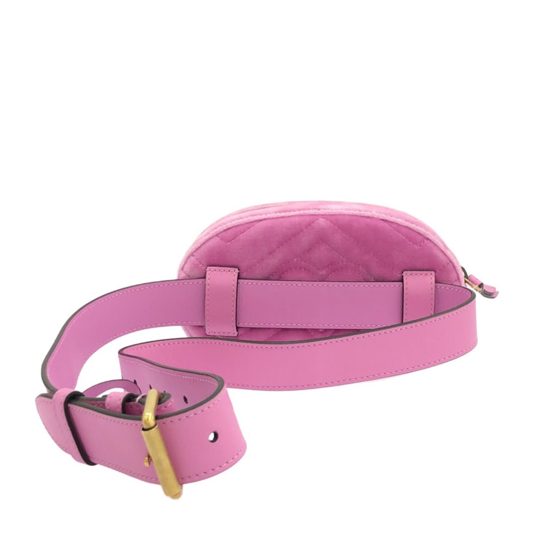 Gucci GG Marmont Velvet Crystal Belt Pink Accessory