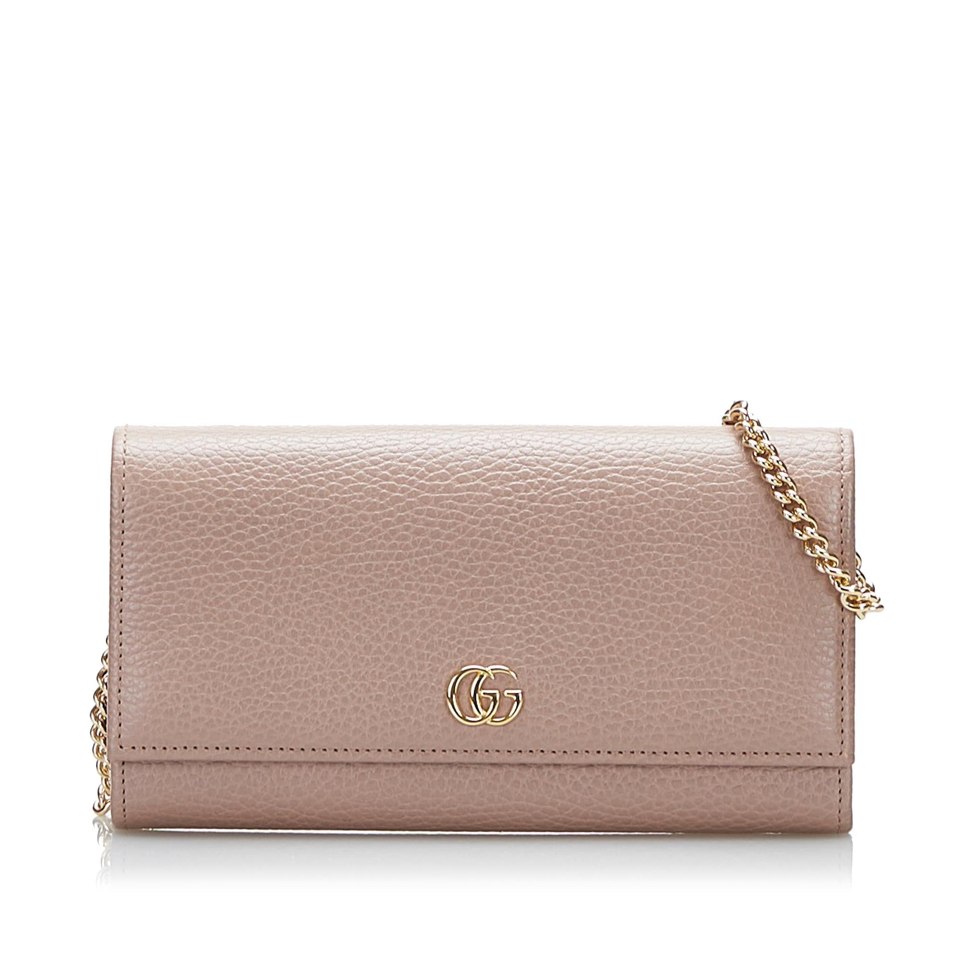 Gucci GG Marmont Wallet On SHG-pVuxwu Calf Pink Chain Crossbody Bag