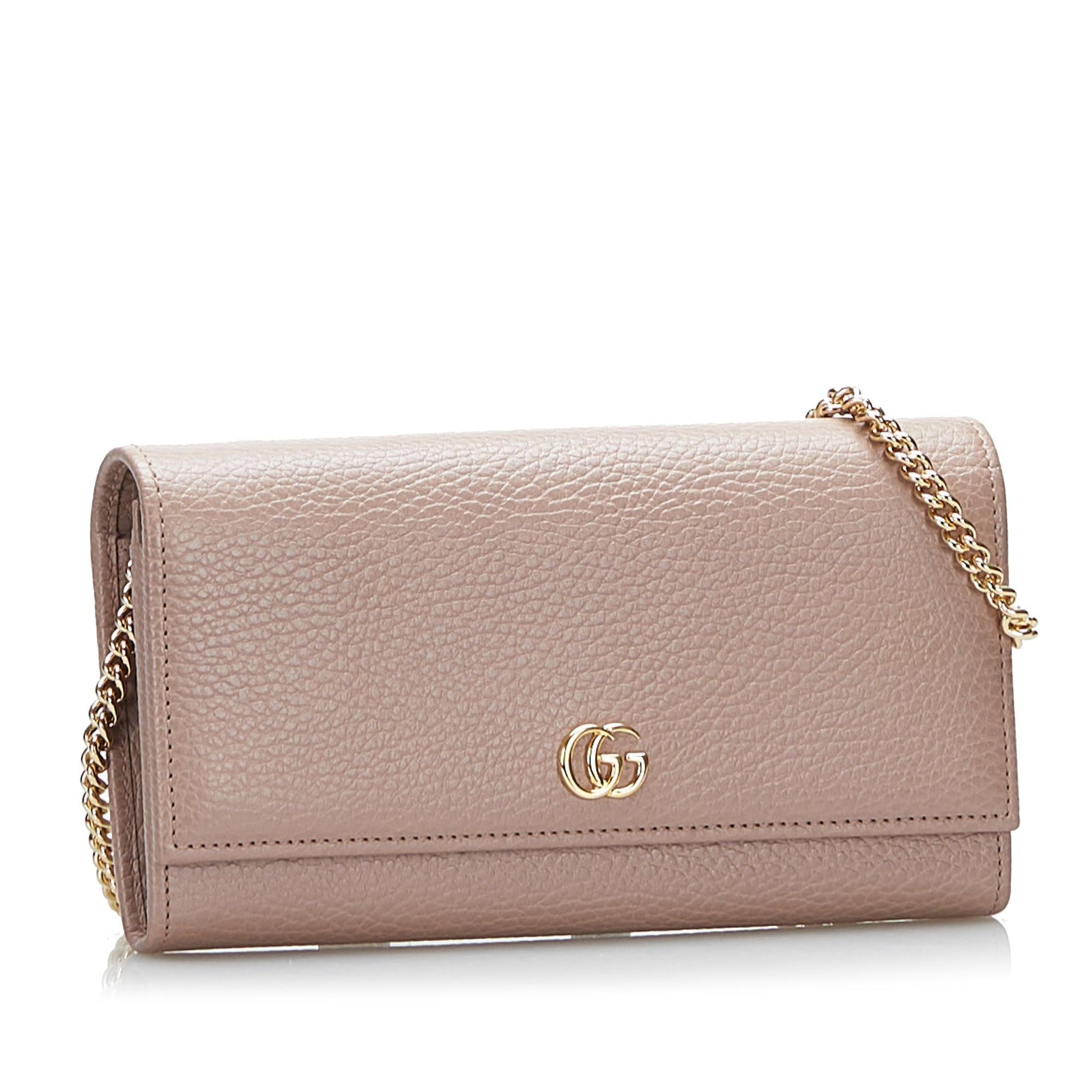 Gucci GG Marmont Wallet On SHG-pVuxwu Calf Pink Chain Crossbody Bag