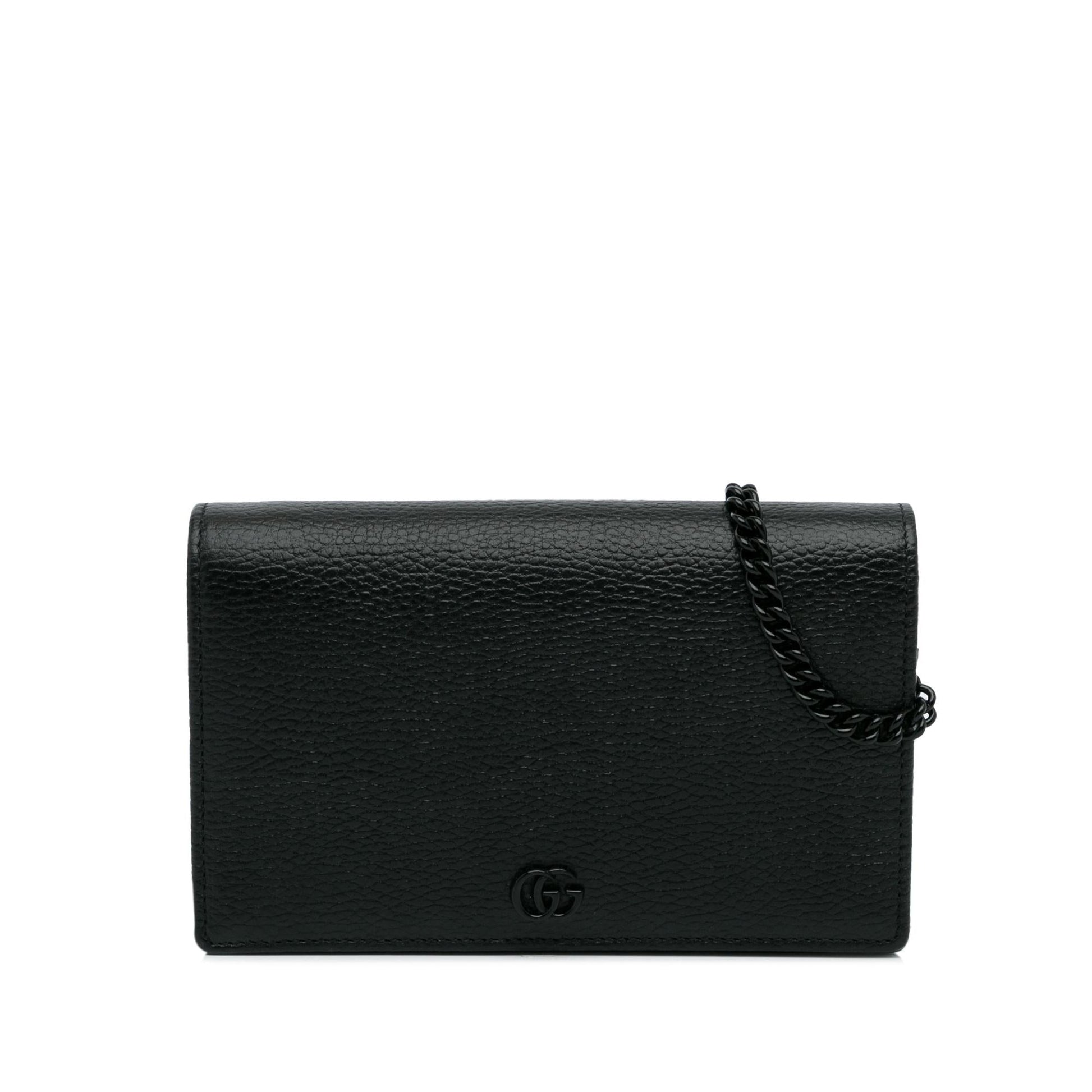Gucci GG Marmont Wallet On SHG-5ycLak Calf Black Chain Crossbody Bag