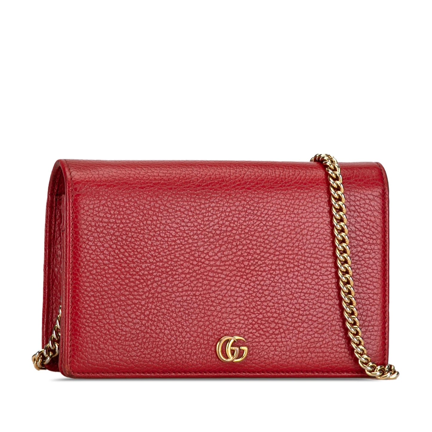 Gucci GG Marmont Wallet On SHG-m73NS7 Calf Red Chain Crossbody Bag