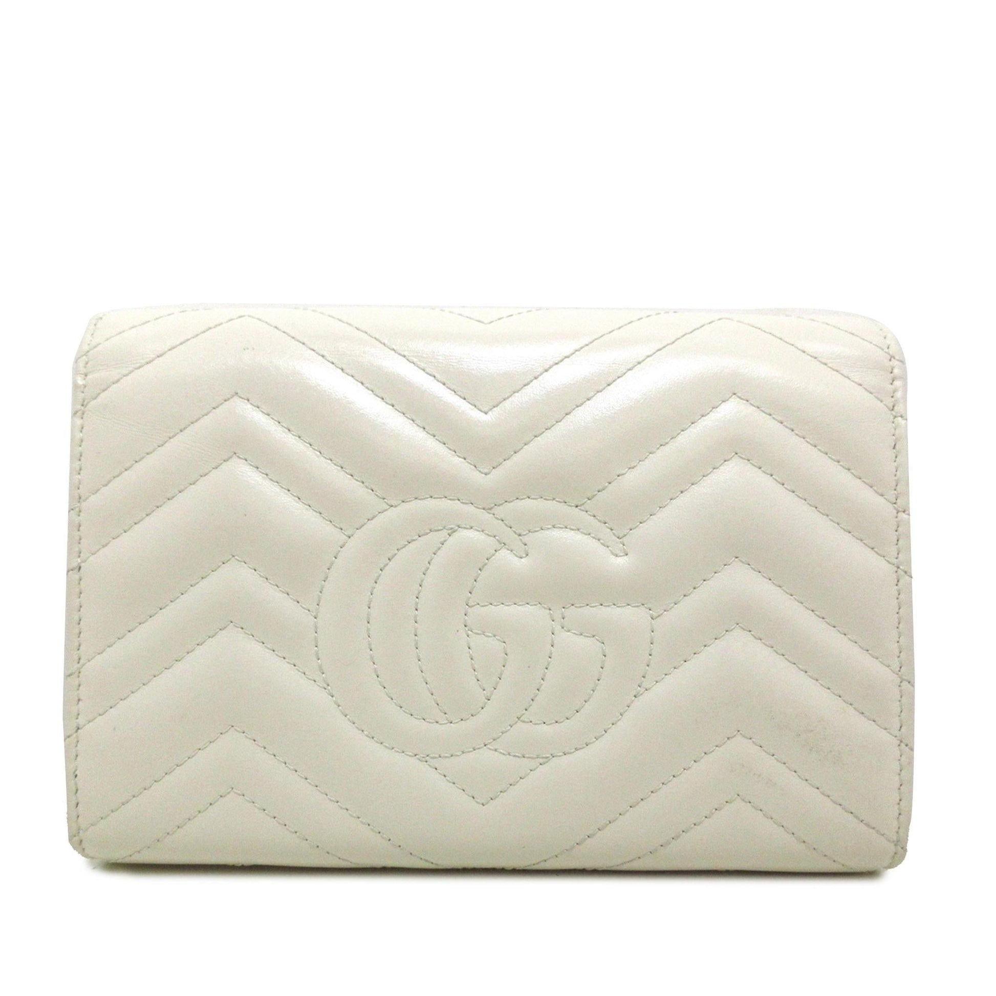 Gucci GG Marmont Wallet on SHG-FE2JWp Calf White Chain Crossbody Bag