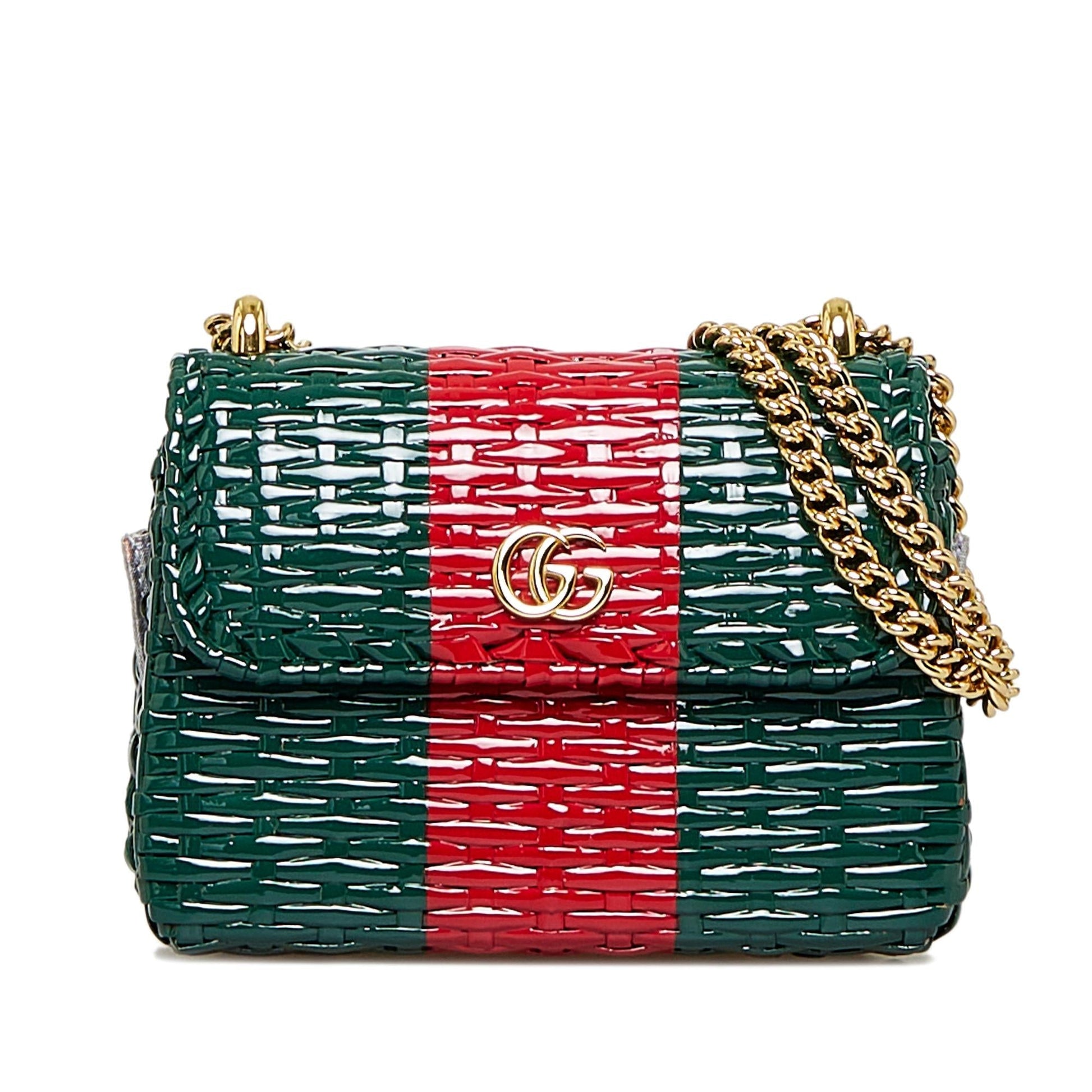 Gucci GG Marmont Wicker SHG-awNjeN Green Crossbody Bag