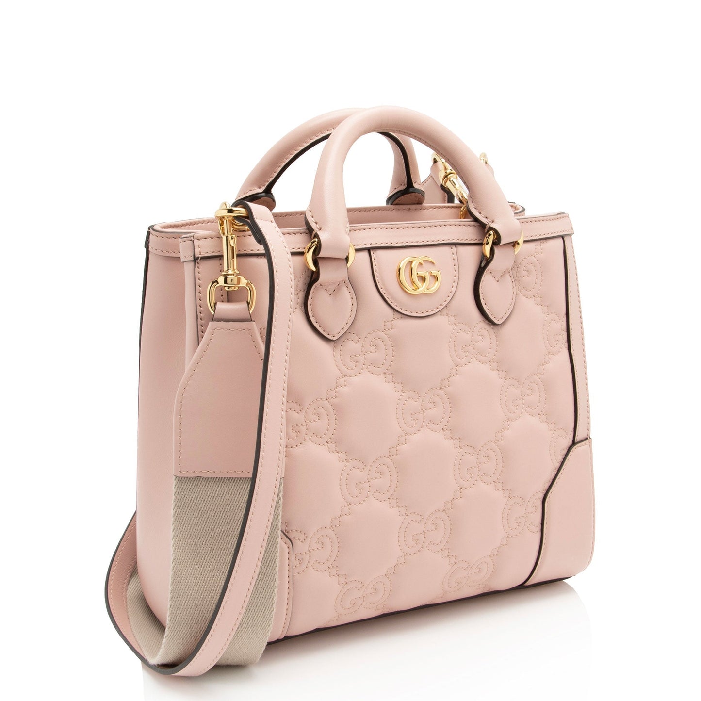 Gucci Jumbo GG Top Handle Matelasse Leather Pink Mini Tote Bag