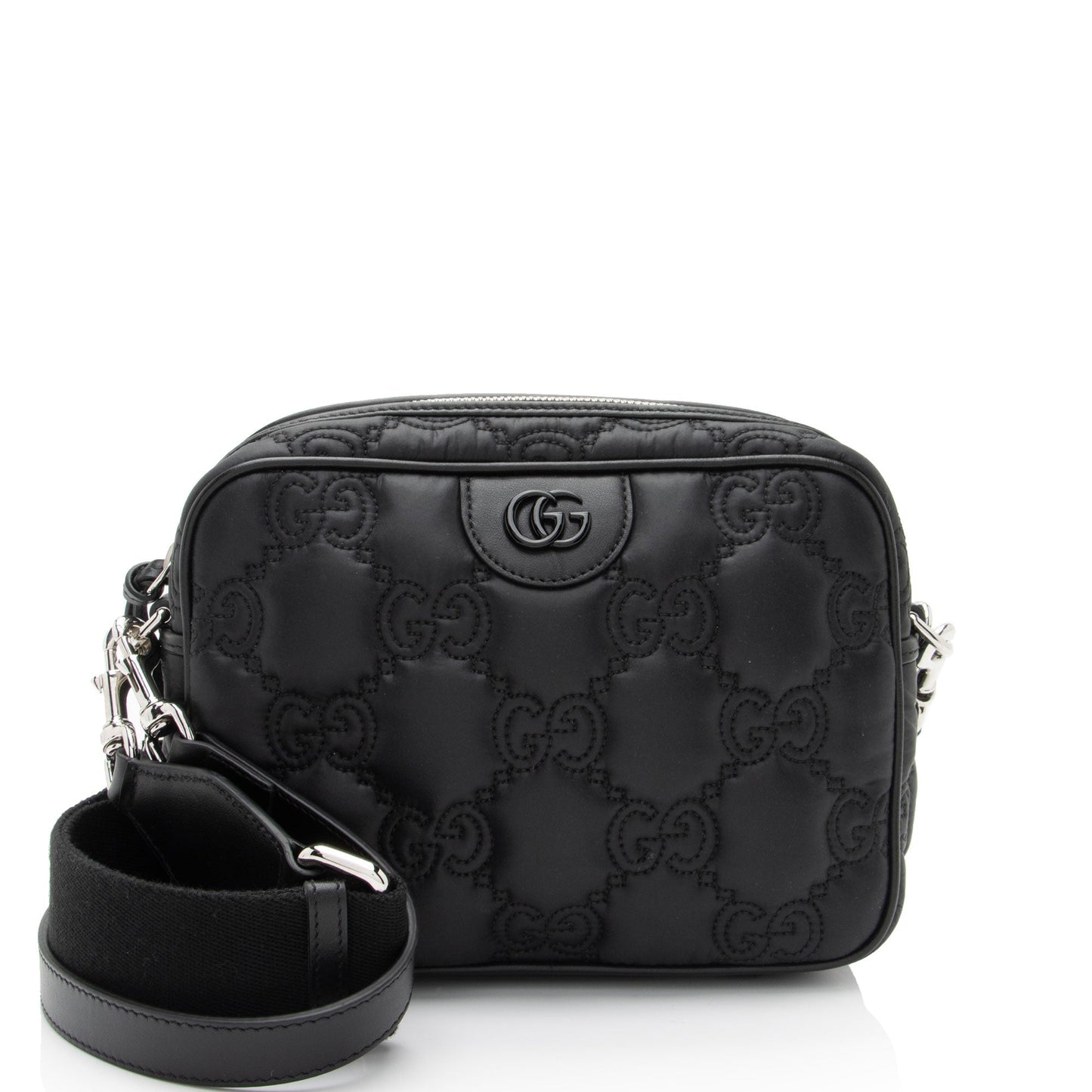 Gucci GG SHF-lqqc7w Matelasse Leather Nylon Black Crossbody Bag