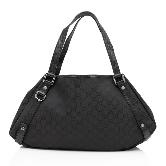 Gucci GG Abbey SHF-ISY2H4 Leather Nylon Black Medium Shoulder Bag