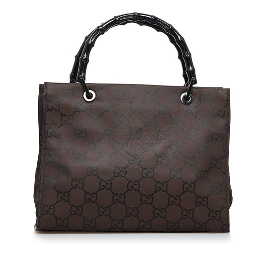 Gucci GG Bamboo SHG-zaUCGl Nylon Brown Tote Bag