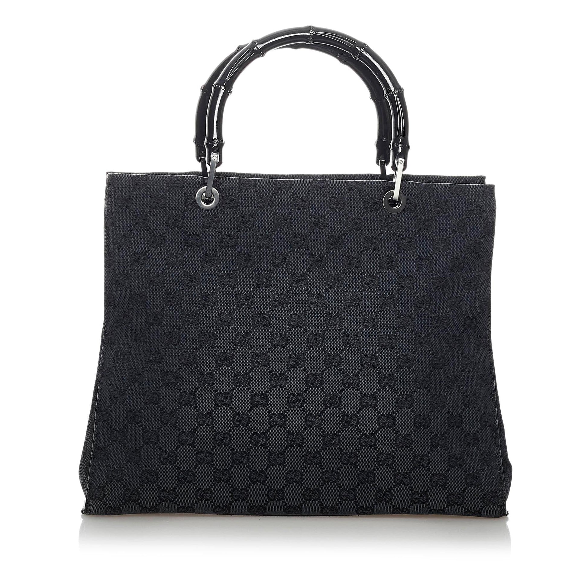 Gucci GG Bamboo SHG Nylon Black Tote Bag