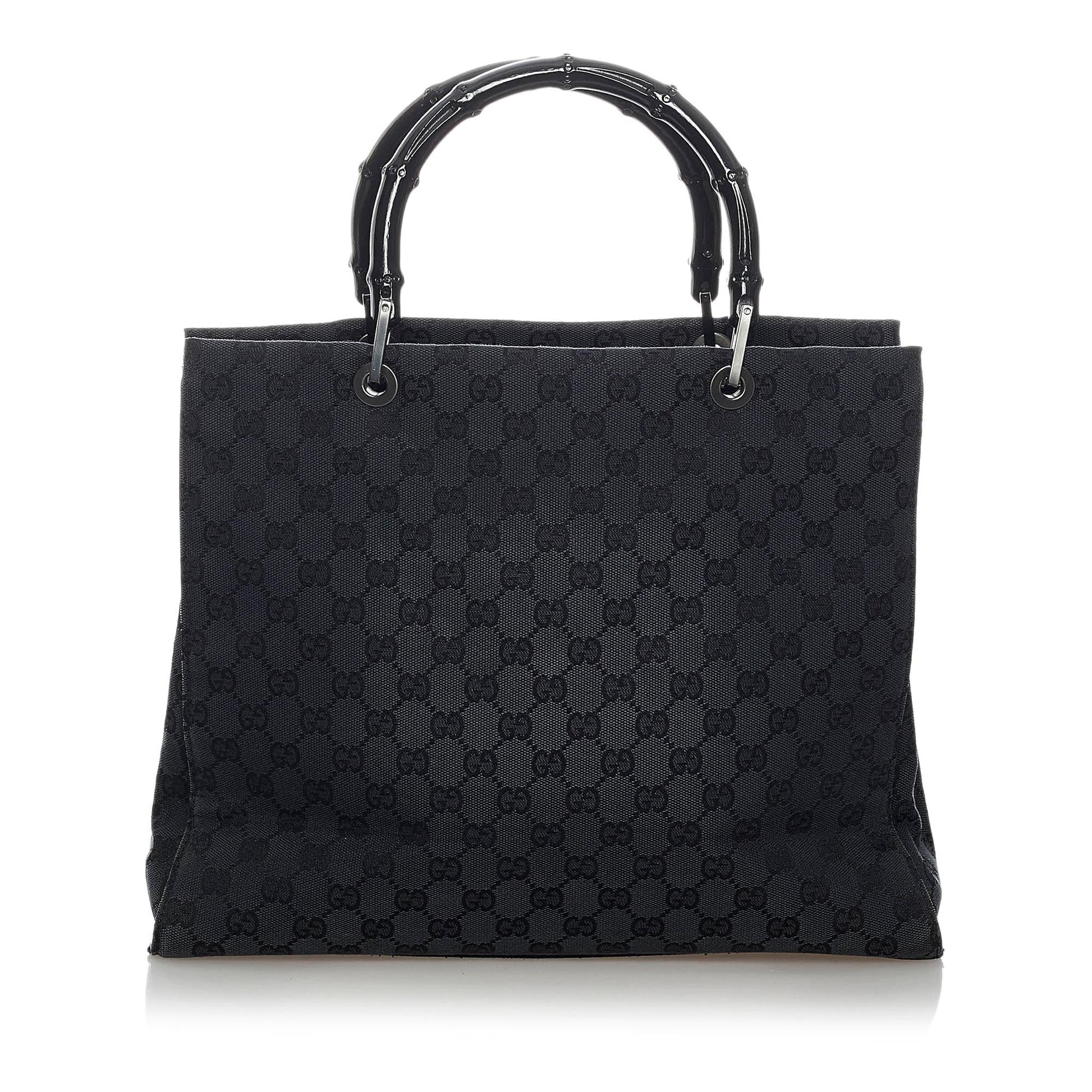 Gucci GG Bamboo SHG Nylon Black Tote Bag