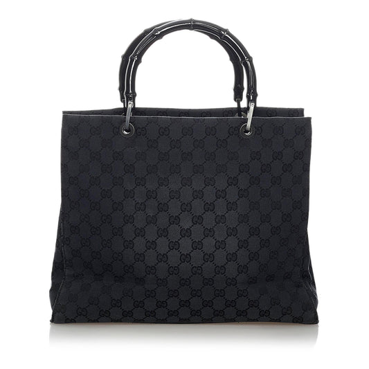 Gucci GG Bamboo SHG Nylon Black Tote Bag