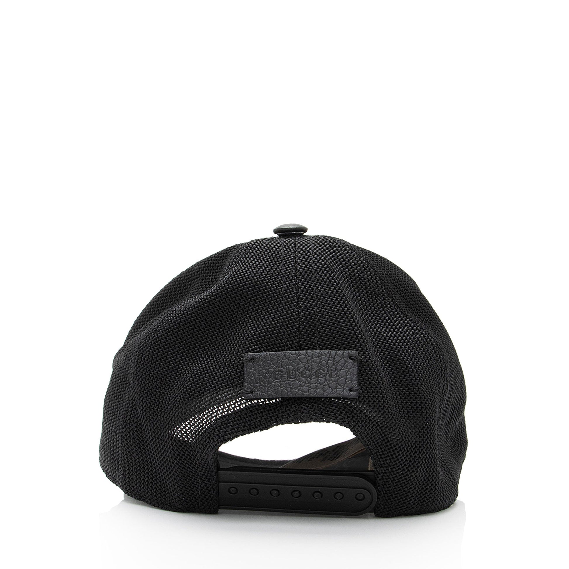 Gucci GG Baseball Hat - Size Leather Nylon Black Handbag