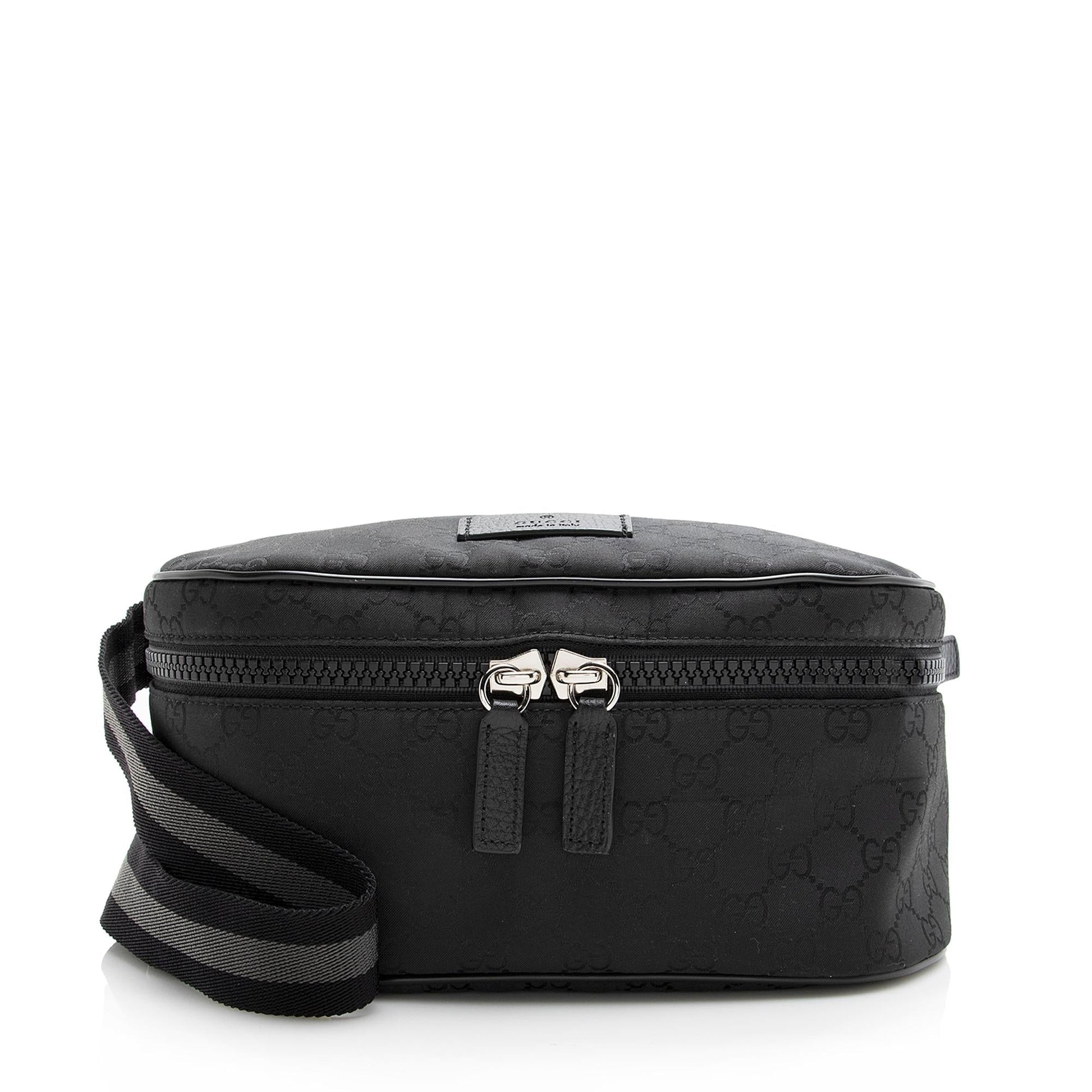 Gucci GG Belt SHF Leather Nylon Black Accessory