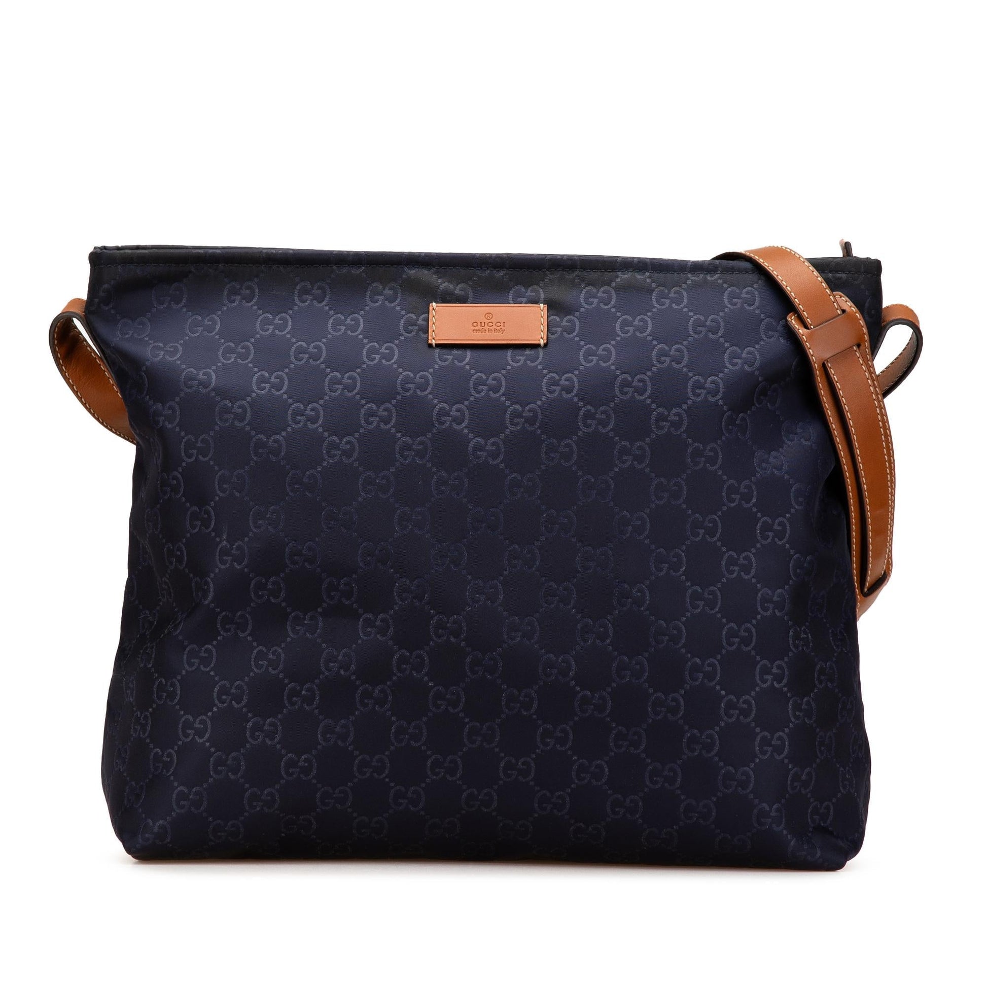 Gucci GG Nylon Calf Brown Blue Crossbody Bag