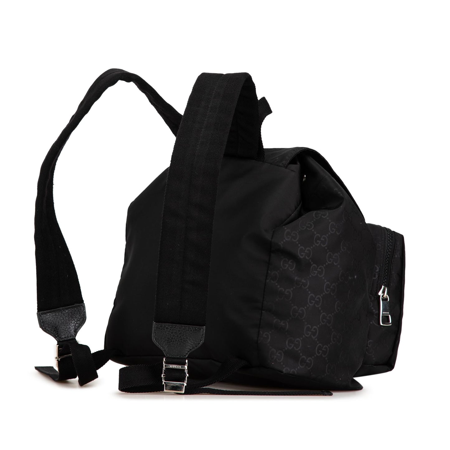 Gucci GG Double Front Pocket Backpack Nylon Black