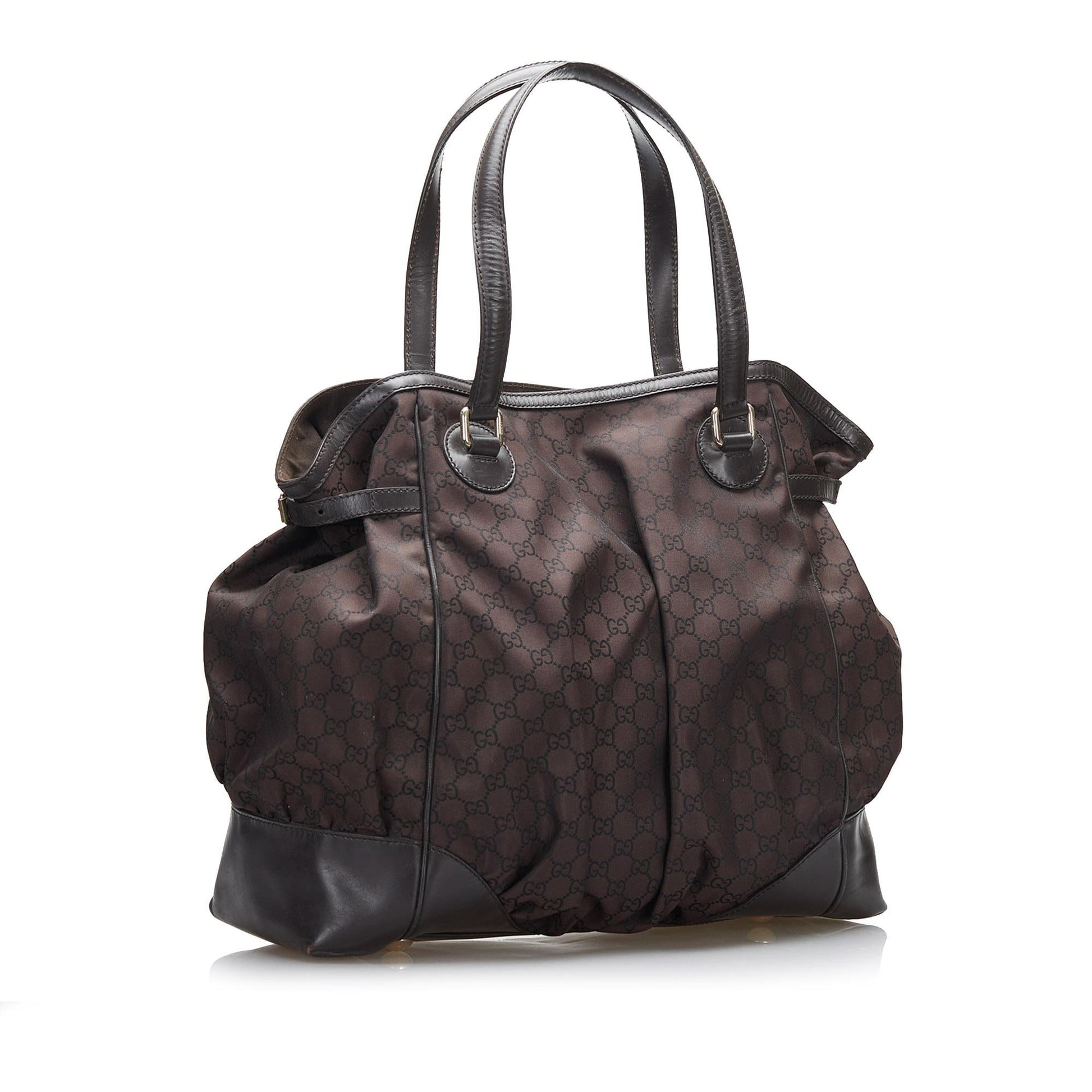 Gucci GG Full Moon SHG-uPx8Bm Nylon Calf Brown Tote Bag