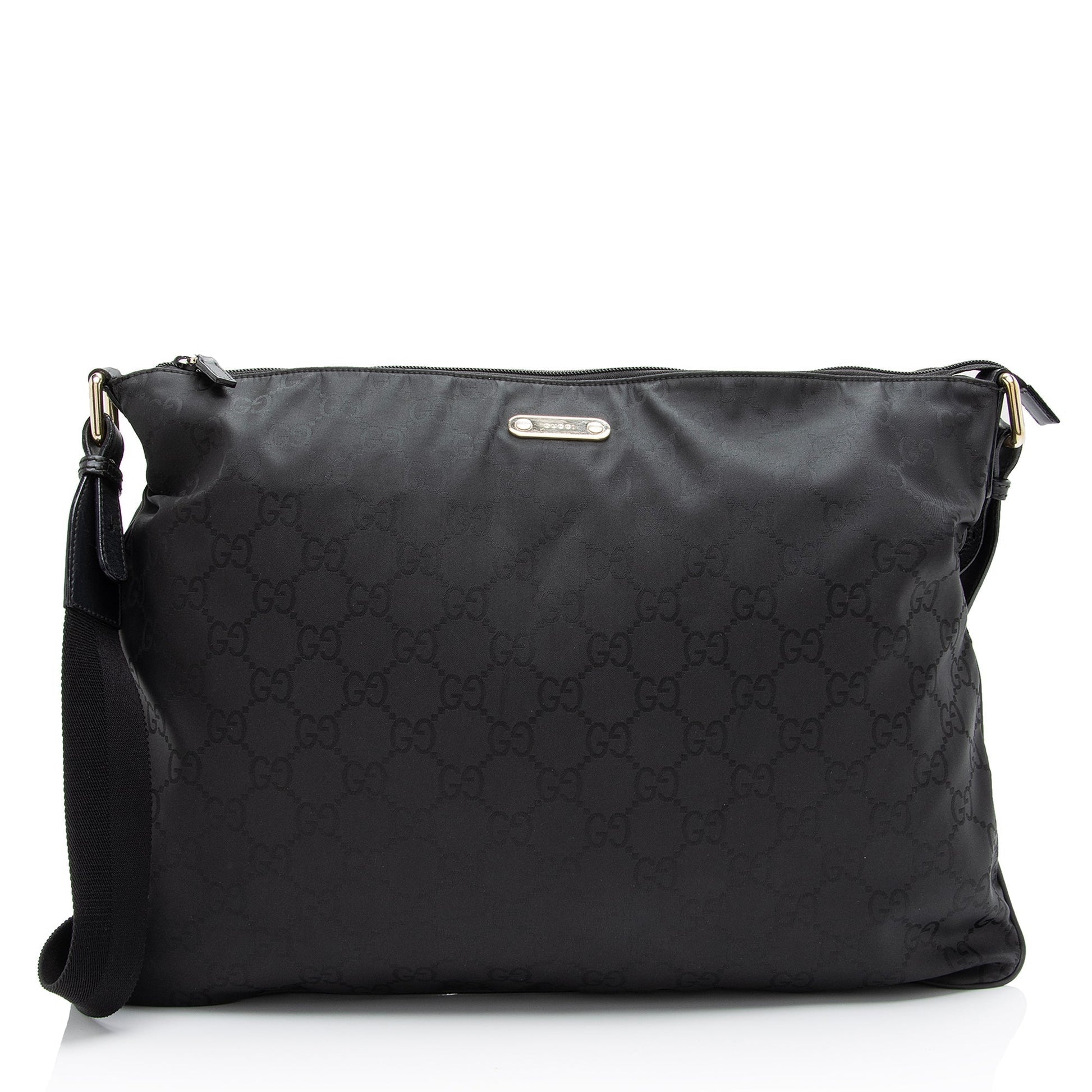 Gucci GG Messenger SHF-kF37Kx Leather Nylon Black Large Shoulder Bag