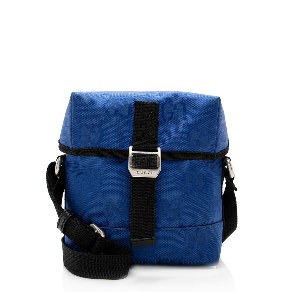 Gucci GG Off Grid Messenger SHF Leather Nylon Black Blue Shoulder Bag