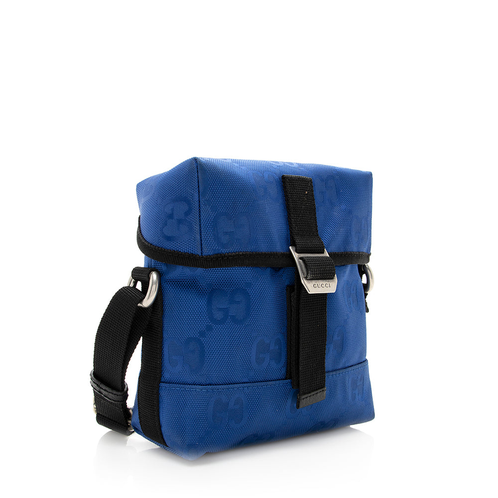 Gucci GG Off Grid Messenger SHF Leather Nylon Black Blue Shoulder Bag
