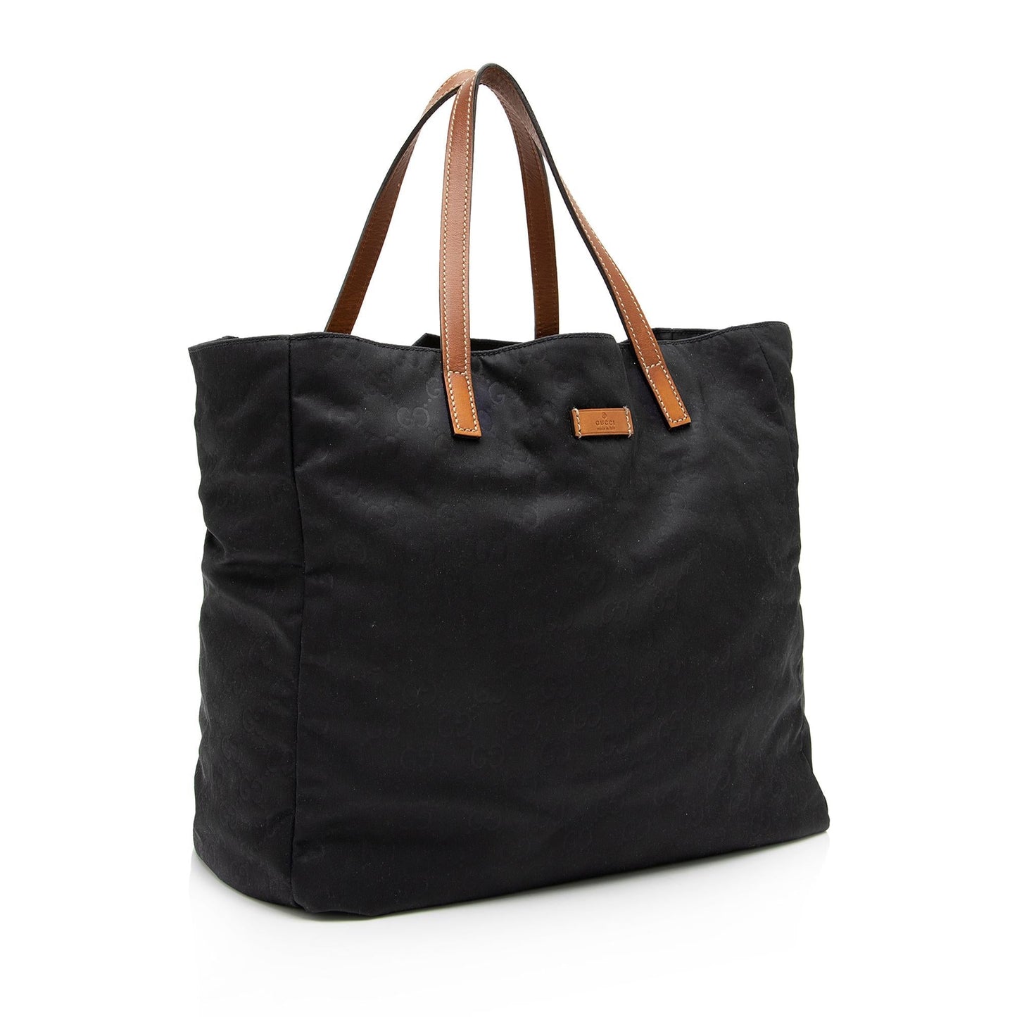 Gucci GG Shopper SHF-83sqqh Leather Nylon Black Tote Bag