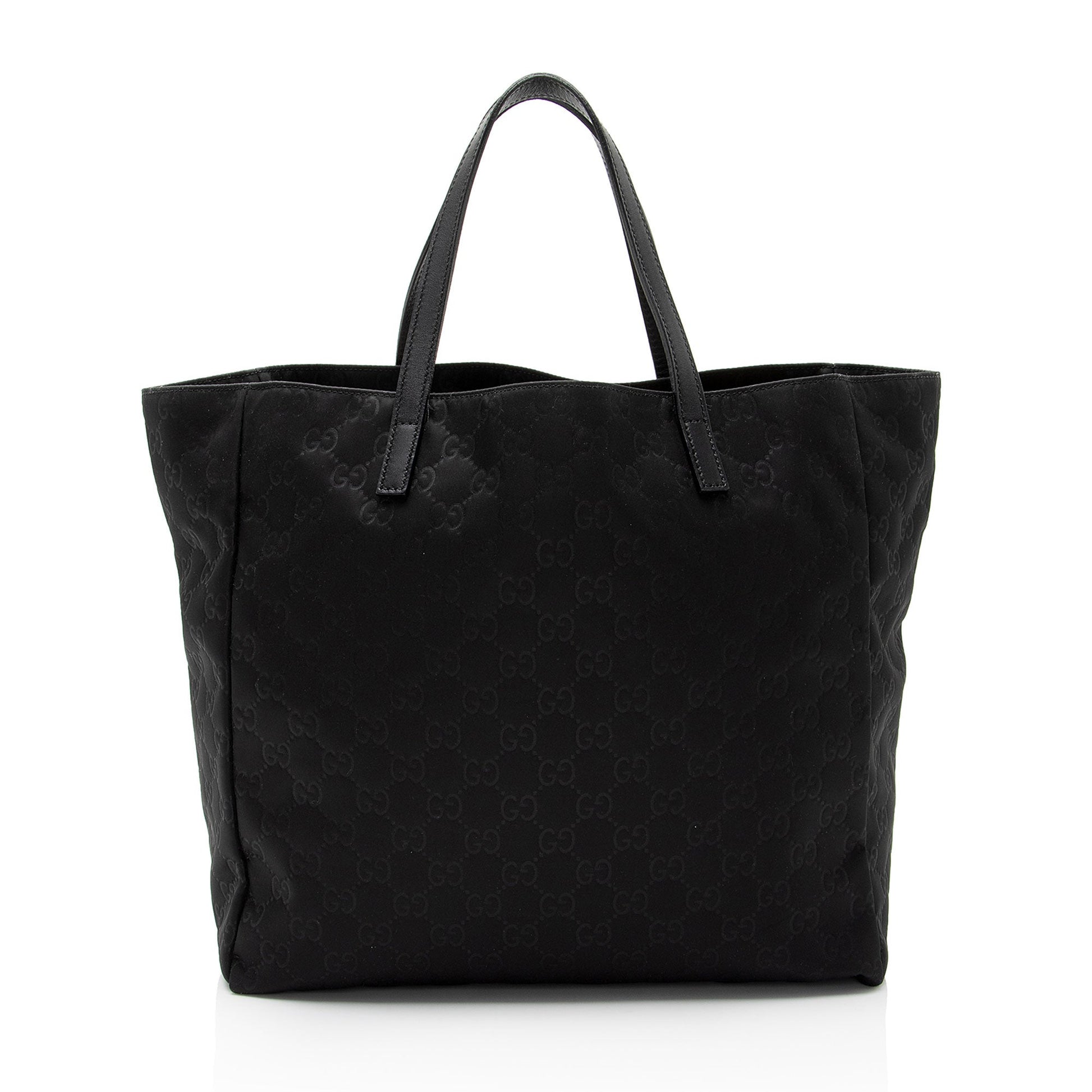 Gucci GG Shopper SHF-7F3NYs Leather Nylon Black Tote Bag