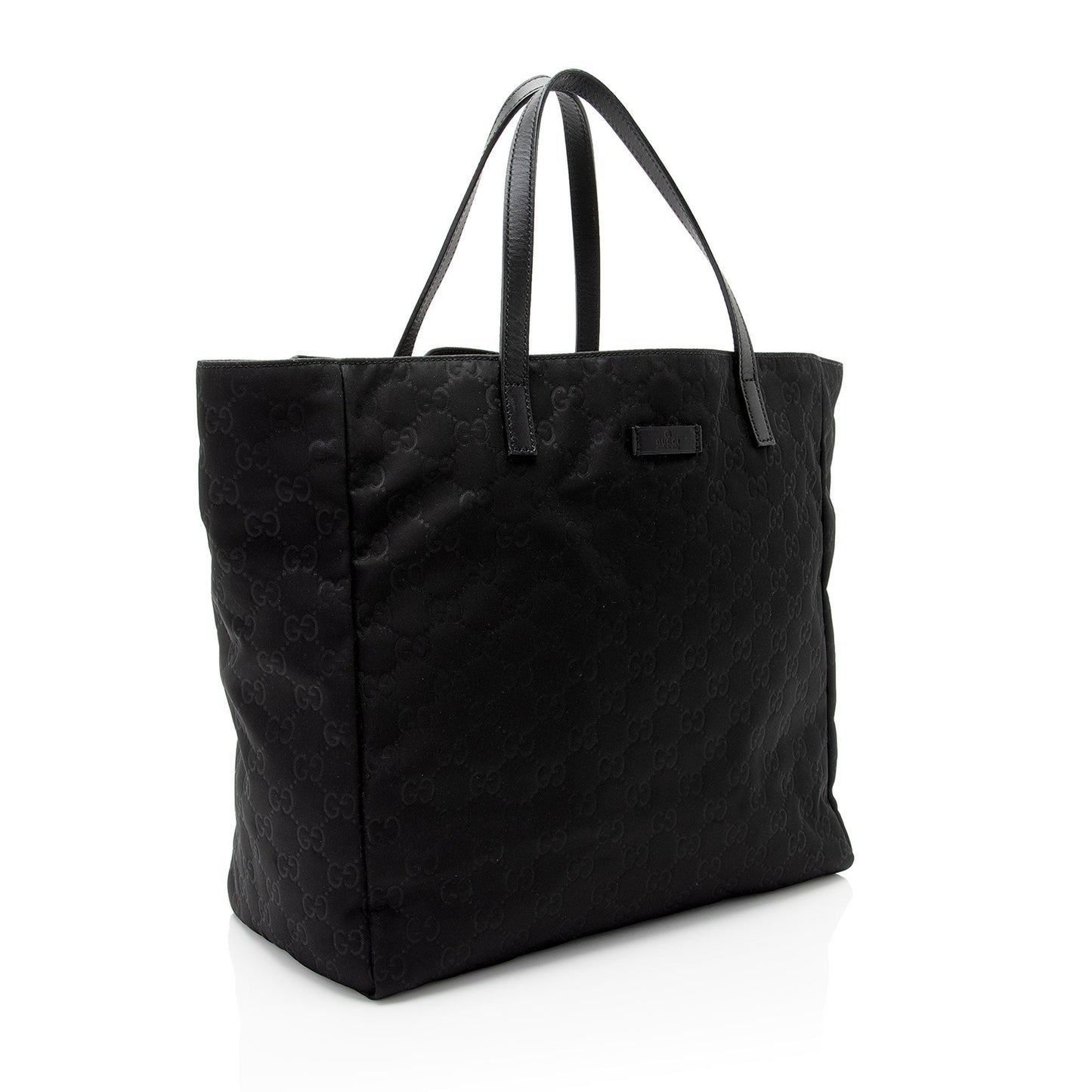 Gucci GG Shopper SHF-7F3NYs Leather Nylon Black Tote Bag