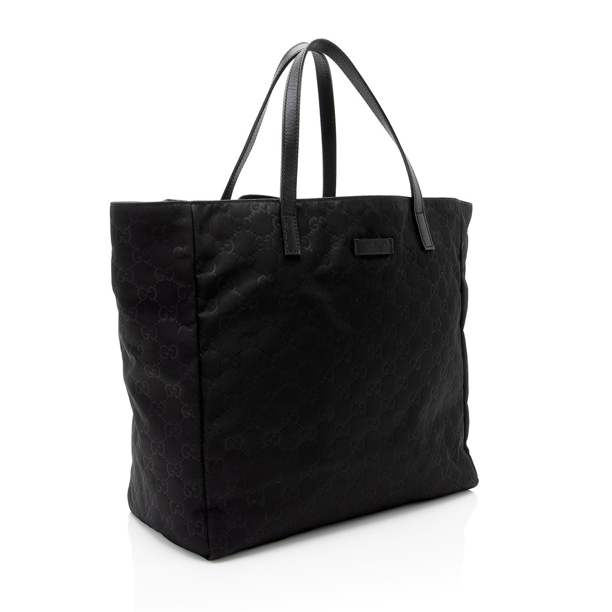 Gucci GG Shopper SHF-7F3NYs Leather Nylon Black Tote Bag