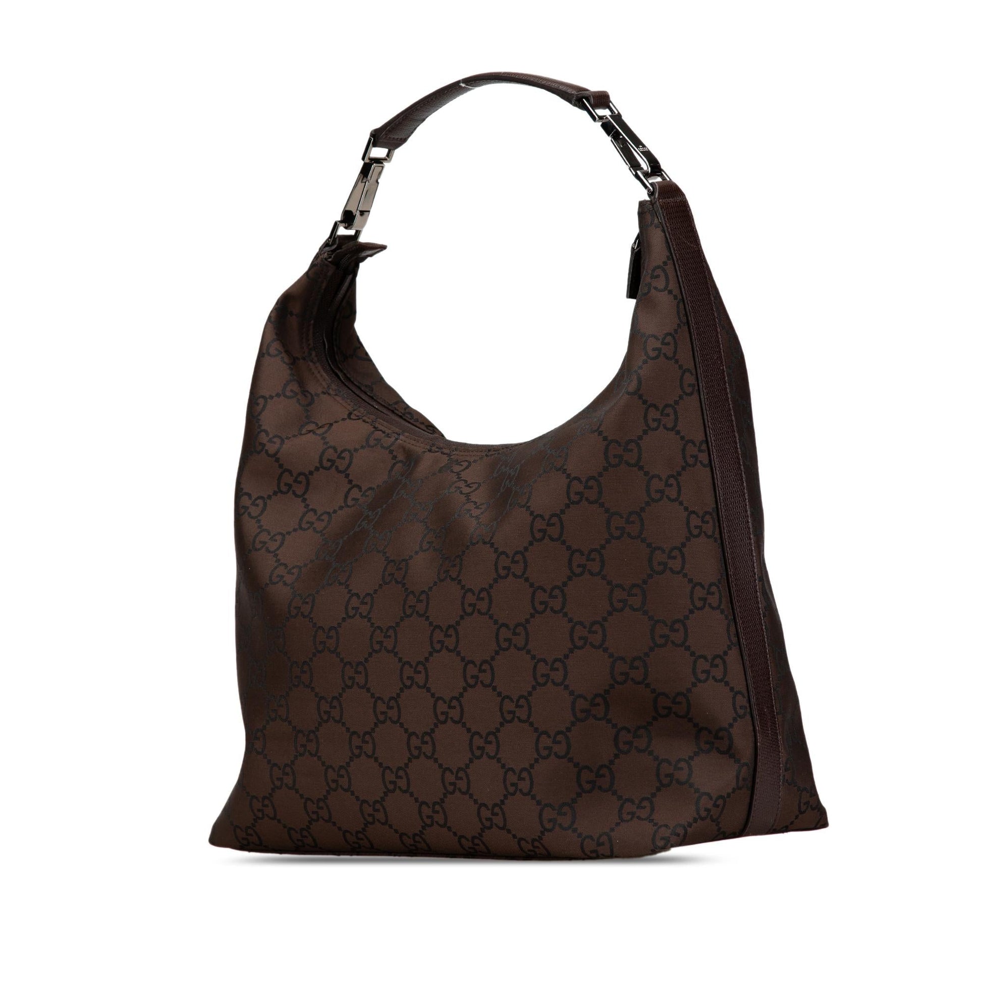 Gucci GG SHG-OK1rdq Nylon Calf Brown Shoulder Bag