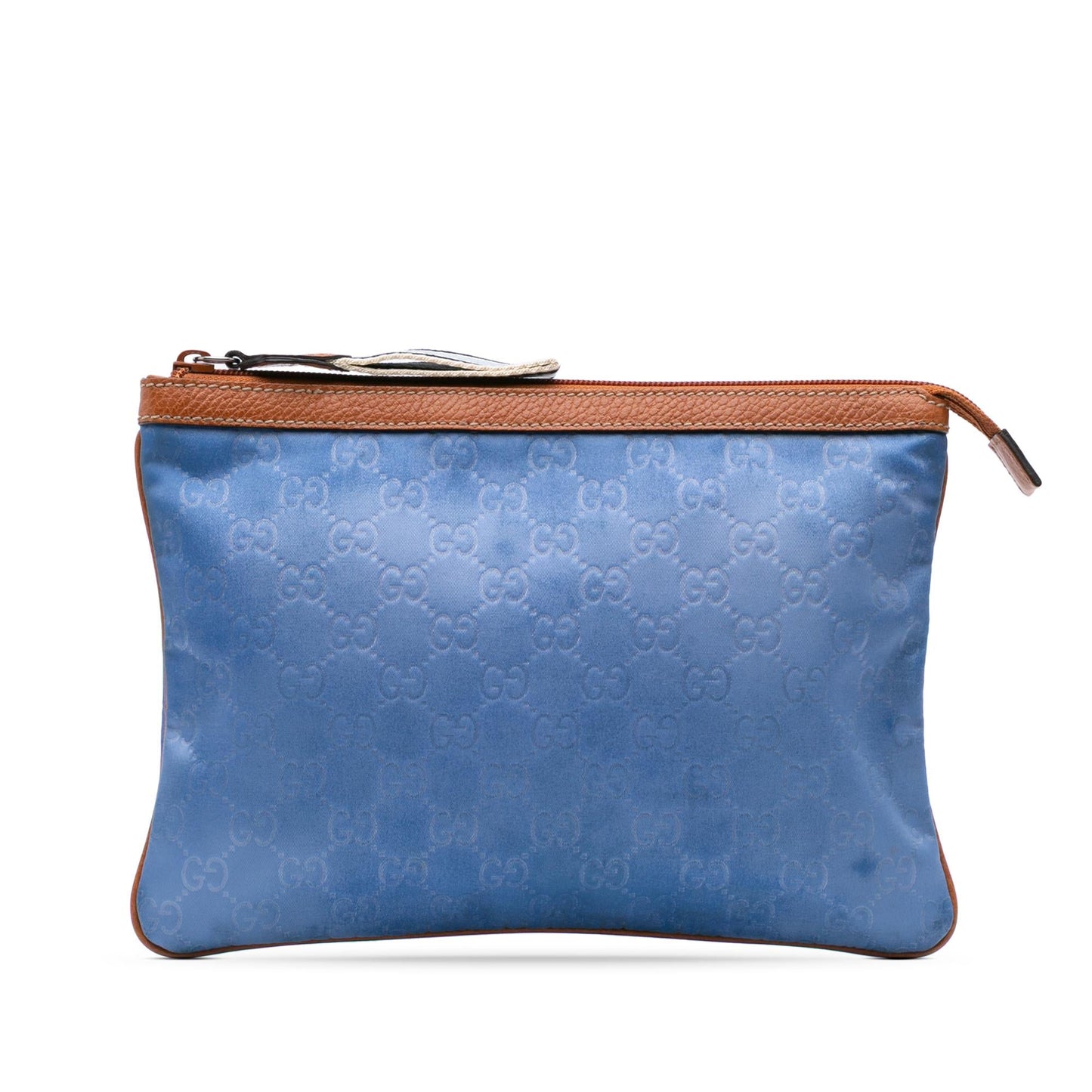 Gucci GG Top Zip Nylon Calf Blue Clutch Bag