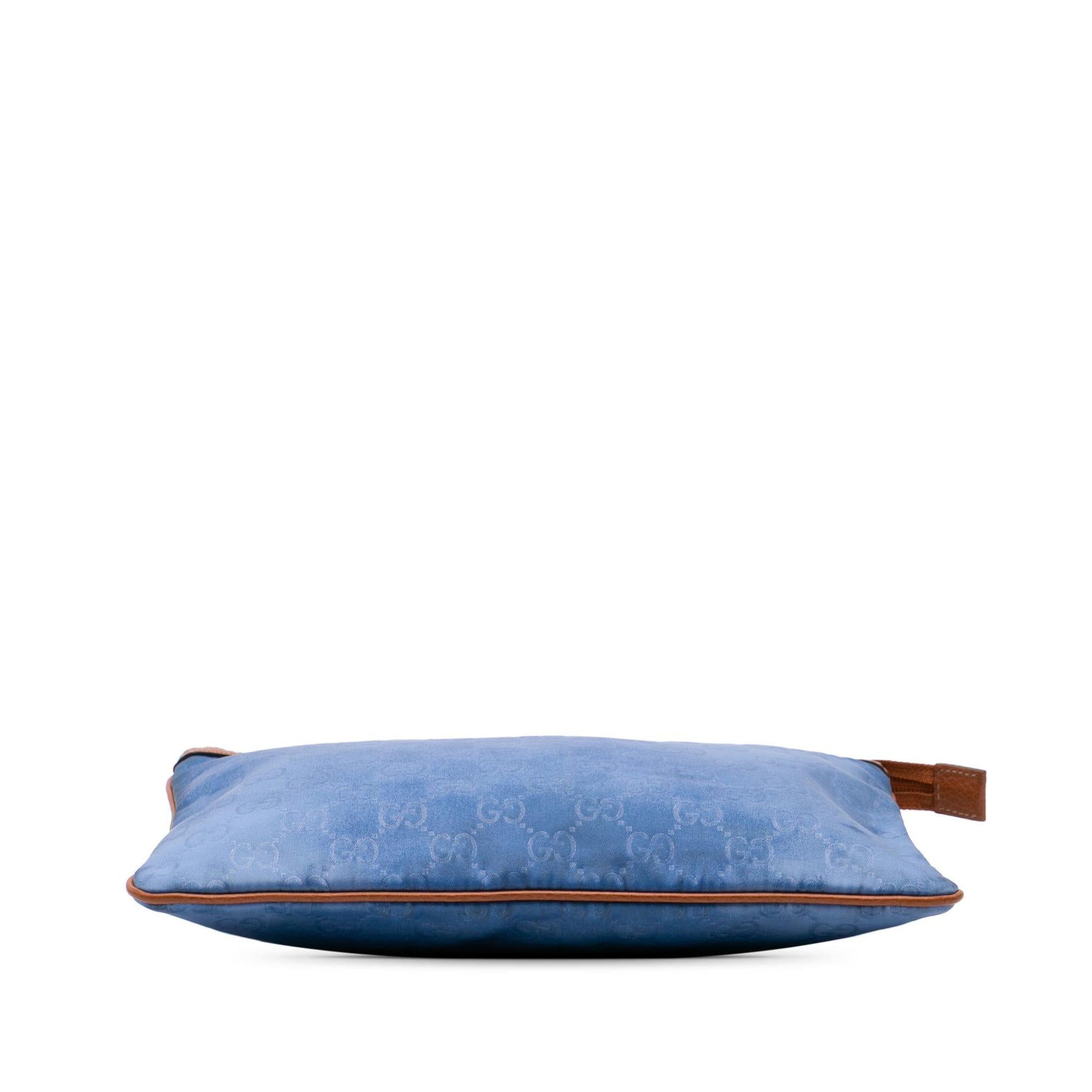 Gucci GG Top Zip Nylon Calf Blue Clutch Bag Clutch 1
