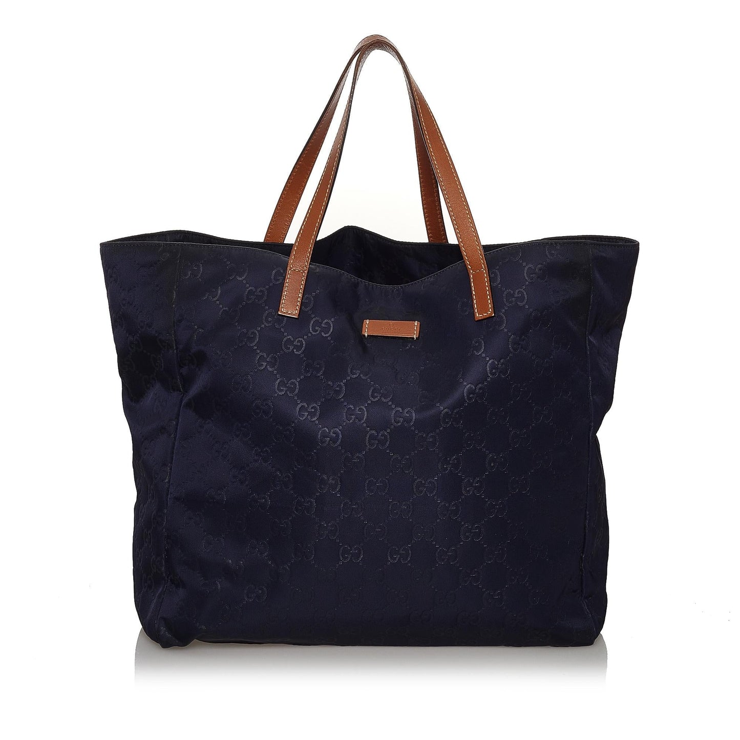 Gucci GG SHG Nylon Calf Brown Blue Tote Bag