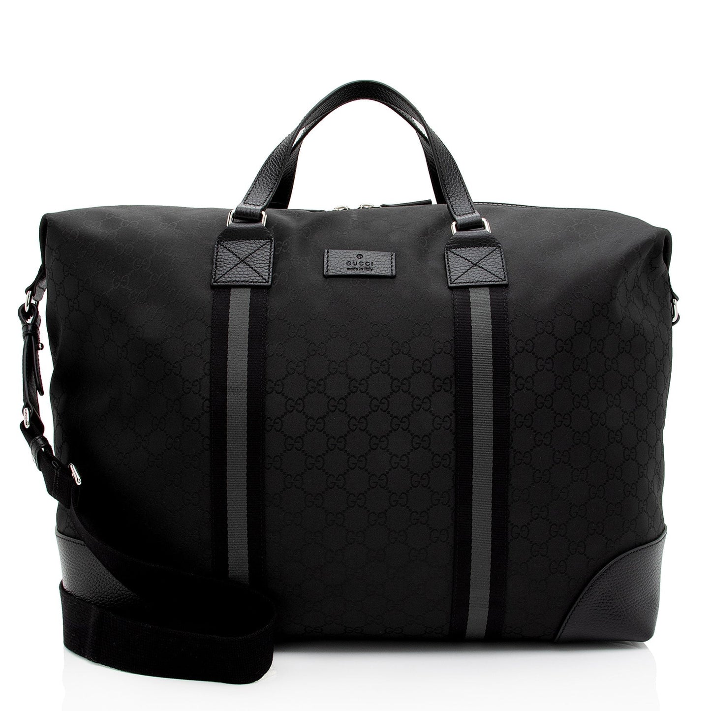 Gucci GG Duffle SHF-QIDbW5 Leather Nylon Black Travel Bag