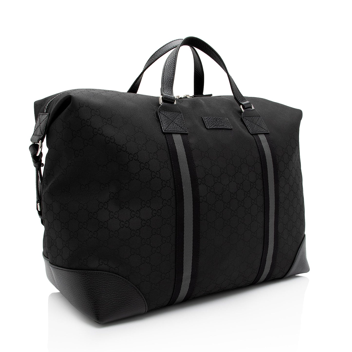 Gucci GG Duffle SHF-QIDbW5 Leather Nylon Black Travel Bag