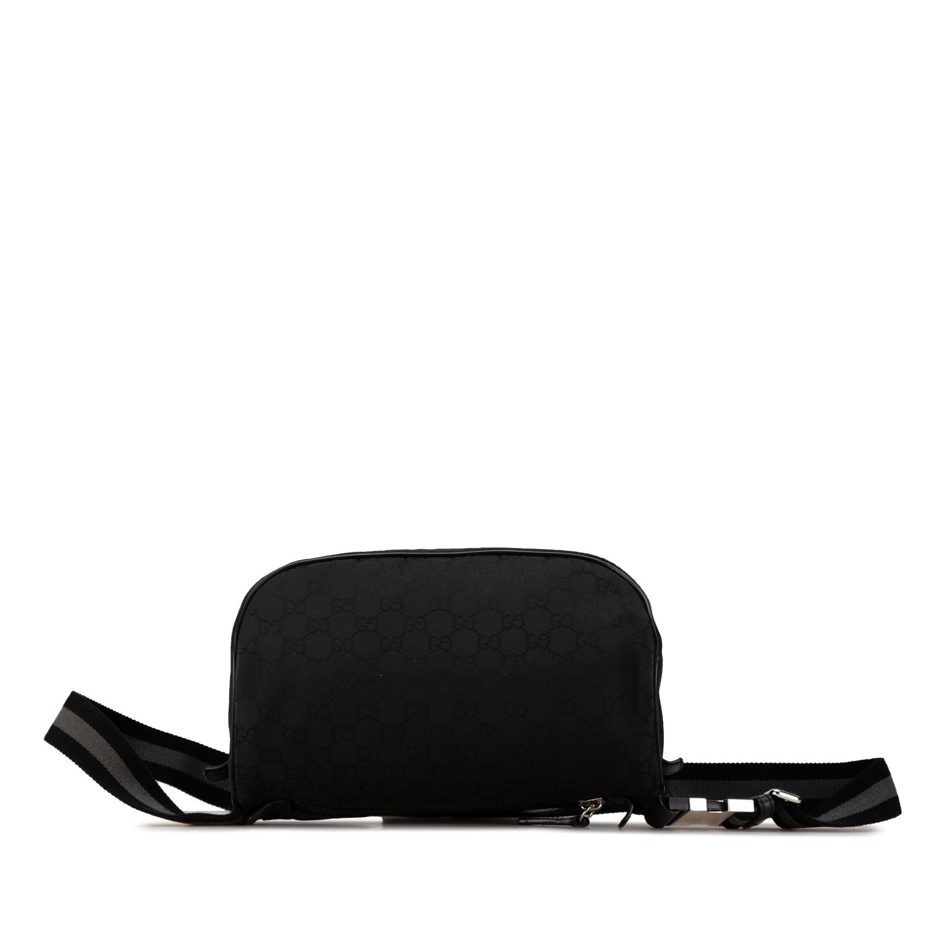 Gucci GG Web Belt Nylon Calf Black Accessory Shg Ve0Syr