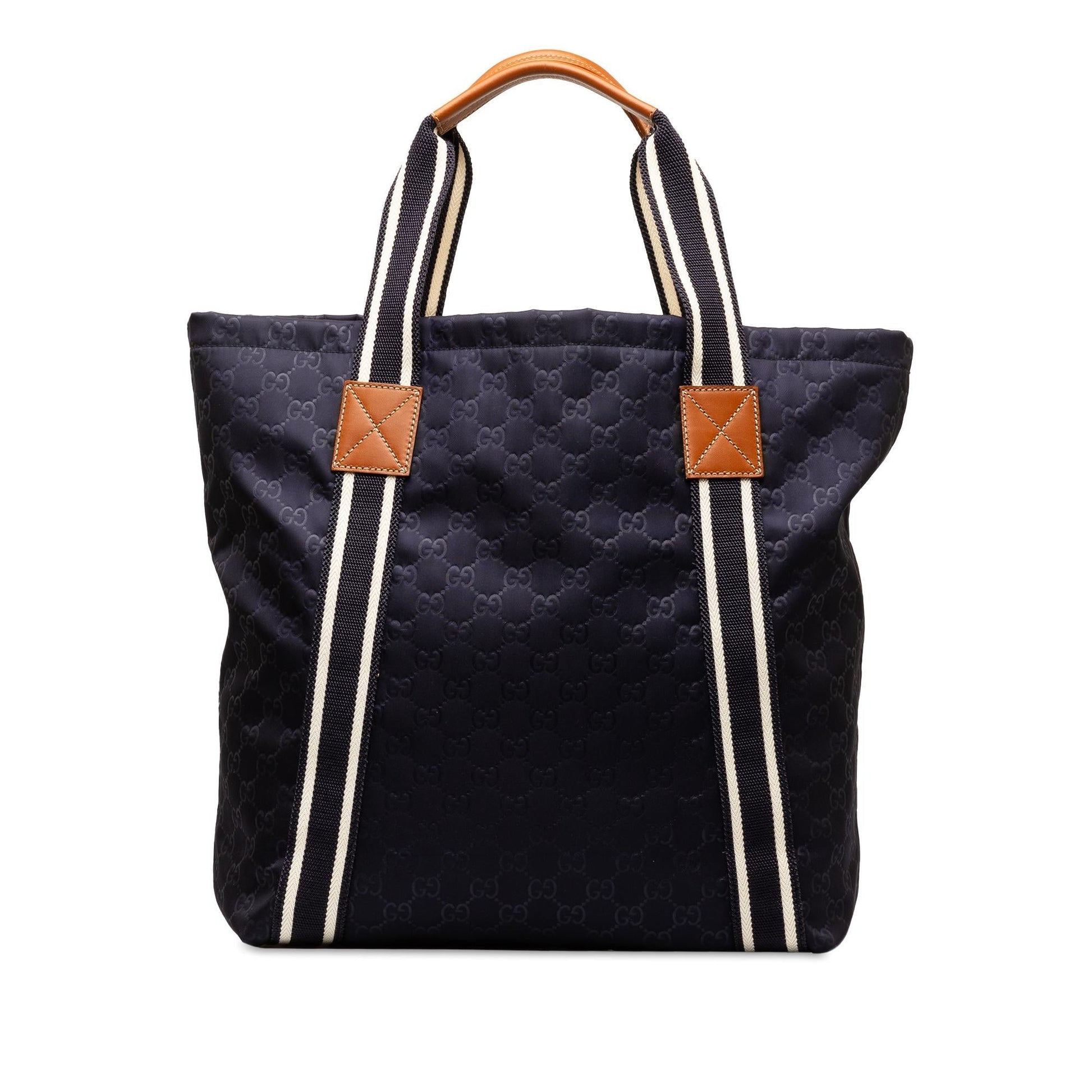 Gucci GG Web SHG-xenhMr Nylon Blue Tote Bag