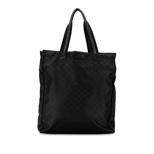 Gucci GG Web SHG-fNZUly Nylon Black Tote Bag