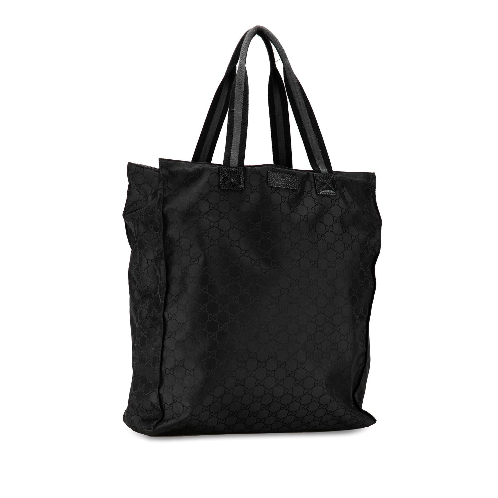 Gucci GG Web SHG-fNZUly Nylon Black Tote Bag