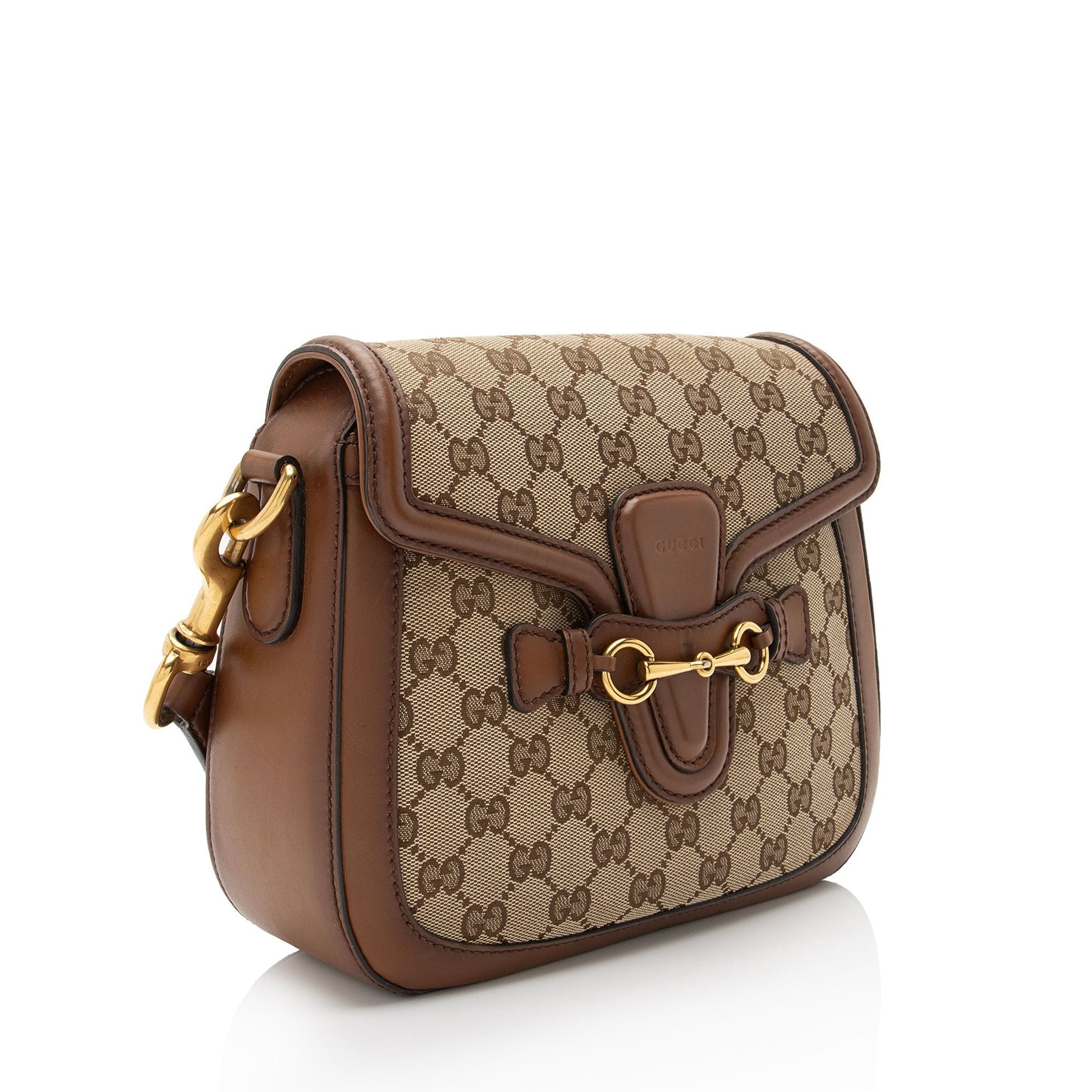 Gucci GG Original Lady Web SHF-zb626L Leather Canvas Nylon Brown Crossbody Bag