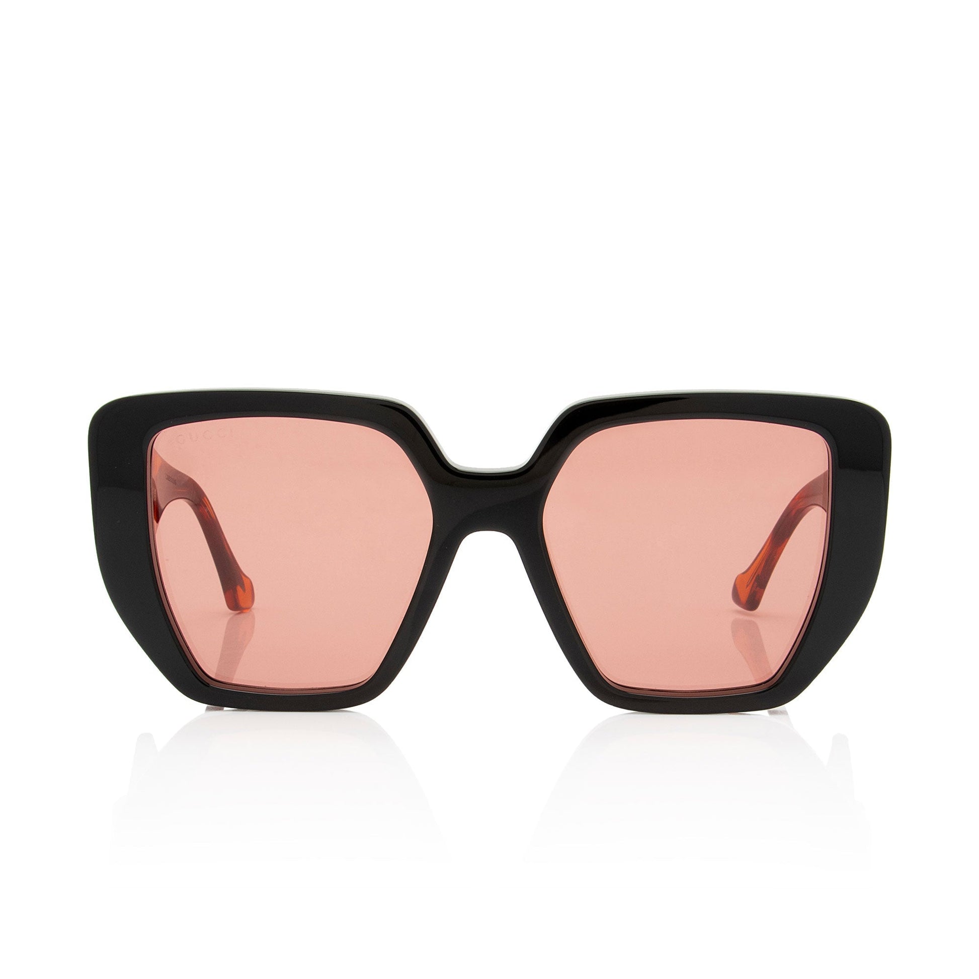 Gucci GG Oversized Rectangular Sunglasses SHF-toom2U Black Red Accessory