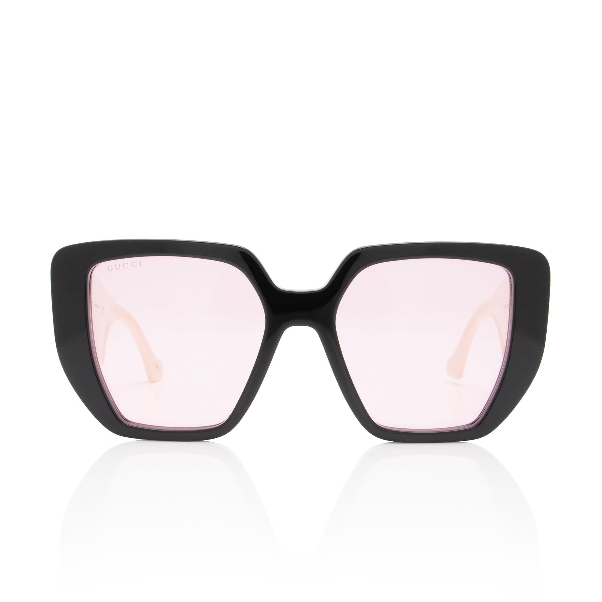 Gucci GG Oversized Rectangular Sunglasses Black White Accessory