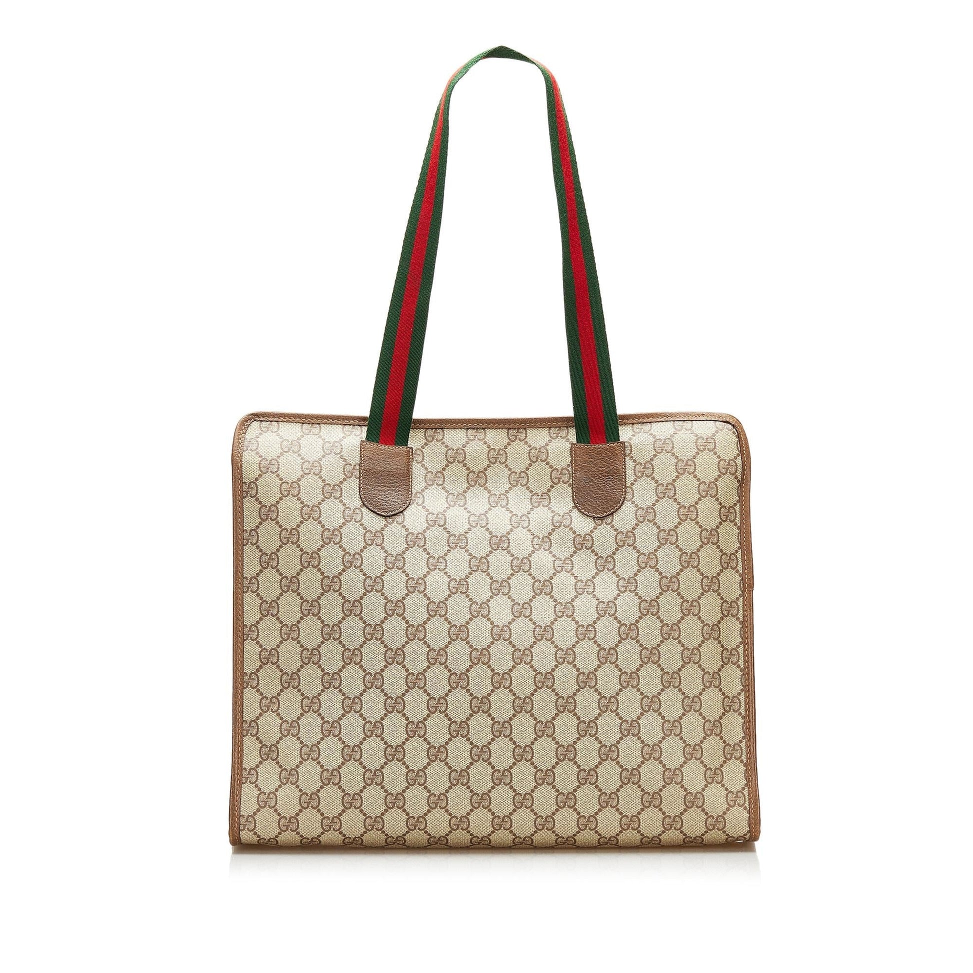Gucci GG Plus Sherry Line SHG Canvas Brown Tote Bag